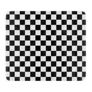 Tabla De Cortar Patrón de tablero de ajedrez en blanco y negro