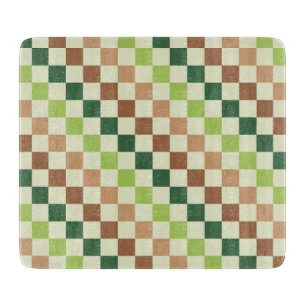Tabla De Cortar Patrón de tablero de ajedrez negro verde ácido cor