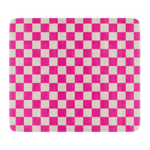 Tabla De Cortar Patrón de tablero de ajedrez rosa caliente y bronc