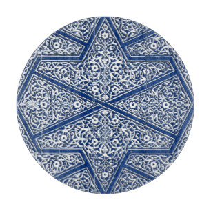 Tabla De Cortar Patrón de tejas persas - azul cobalto y blanco