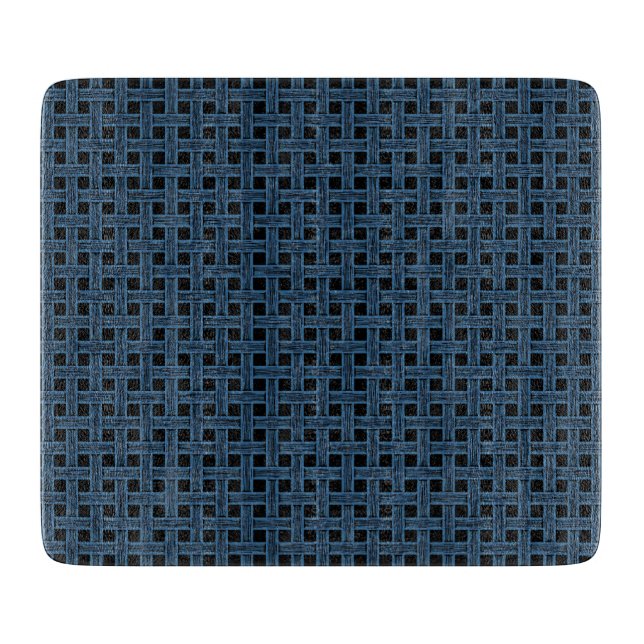 Tabla De Cortar Patrón de Tejido Azul Negro (Anverso)