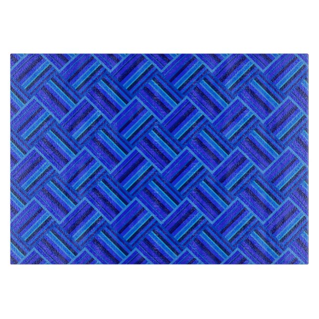 Tabla De Cortar Patrón de tejido diagonal de franjas azules (Anverso)