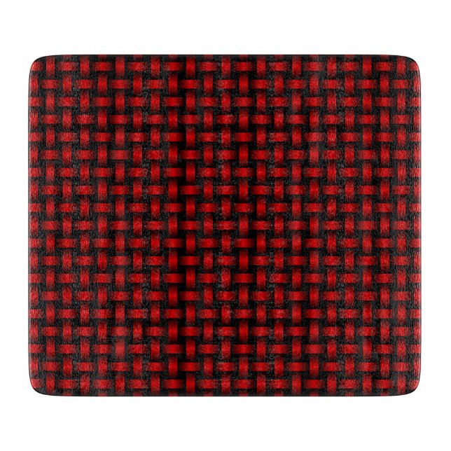 Tabla De Cortar Patrón de Tejido Rojo Negro (Anverso)