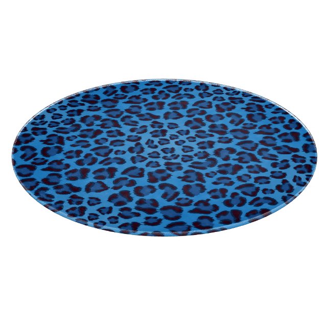 Tabla De Cortar patrón de textura de leopardo azul (Borde)