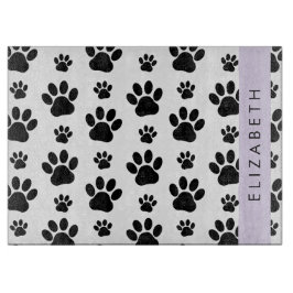 Tabla De Cortar Patrón de traza, garras de perro, negro y blanco, 