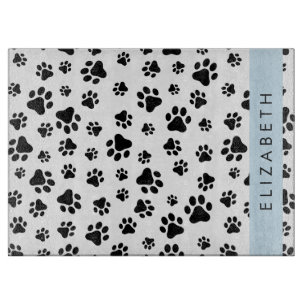 Tabla De Cortar Patrón de traza, garras de perro, negro y blanco,