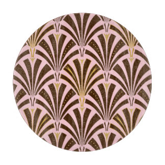 Tabla De Cortar Patrón de ventilador Art Decó - chocolate en rosa