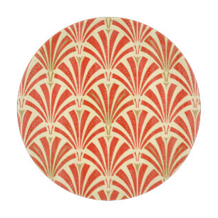 Tabla De Cortar Patrón de ventilador Art Deco - naranja de mandari
