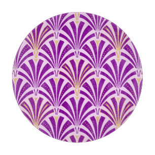Tabla De Cortar Patrón de ventilador Art Deco - púrpura y orquídea