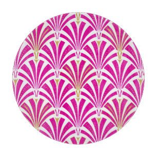 Tabla De Cortar Patrón de ventilador Art Decó - rosa fucsia