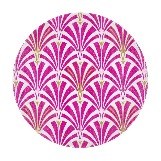 Tabla De Cortar Patrón de ventilador Art Decó - rosa fucsia (Anverso)