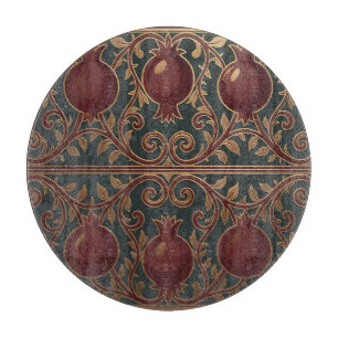 Tabla De Cortar Patrón de Vid de Granada Oscuro Verde Dorado Ornat