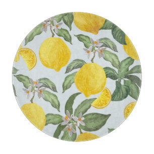 Tabla De Cortar Patrón de vintage de fruta tropical limón