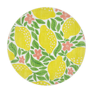 Tabla De Cortar Patrón de vintage de verano del cítrico limón