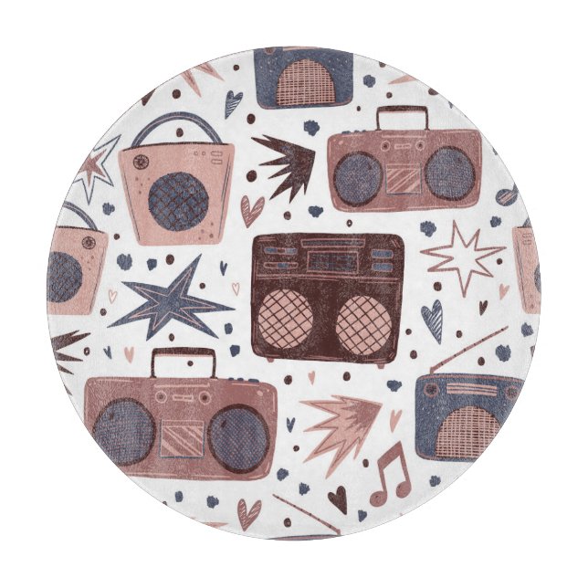 Tabla De Cortar Patrón de Vintage sin inconvenientes de la música  (Anverso)