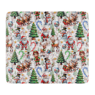 Tabla De Cortar Patrón decorativo de Navidad con fondo blanco