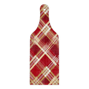 Tabla De Cortar Patrón diagonal moderno rojo y blanco trenzado