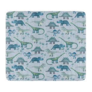 Tabla De Cortar Patrón Dinosaurio Azul