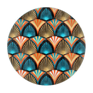 Tabla De Cortar Patrón dorado de hojas de palma geométricas en Art