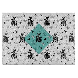 Tabla De Cortar Patrón elegante de los gatos retro modernos de me