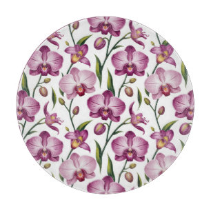 Tabla De Cortar Patrón elegante sin costuras de orquídea morada y