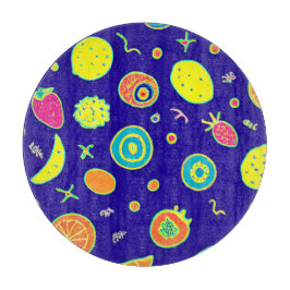 Tabla De Cortar Patrón expresivo de arte de frutas de neón