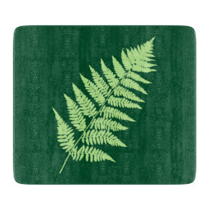 Tabla De Cortar Patrón Fern de Woodland, verde esmeralda y claro