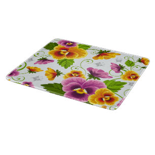 Tabla De Cortar Patrón floral amarillo y rosa