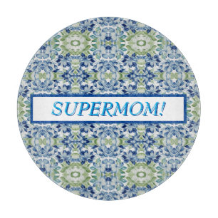Tabla De Cortar Patrón floral Blue Greem BOHO