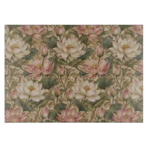 Tabla De Cortar Patrón floral botánico de loto de agua vintage