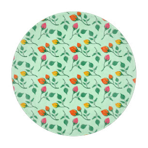 Tabla De Cortar Patrón floral con flores subió de color