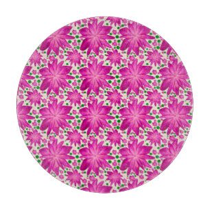 Tabla De Cortar Patrón floral continuo de color rosa intenso