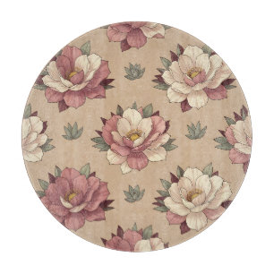 Tabla De Cortar Patrón floral continuo de peonía rosa polvoriento
