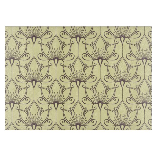 Tabla De Cortar Patrón floral crema (Anverso)
