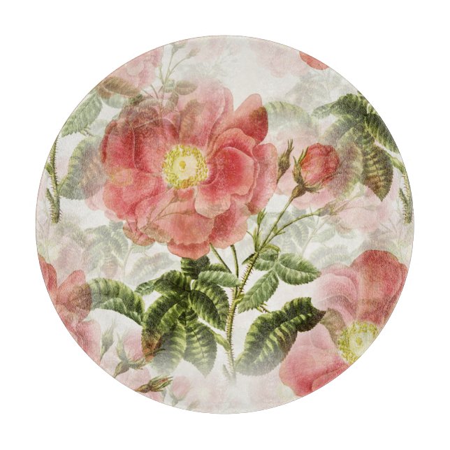 Tabla De Cortar Patrón floral de camellia rosa (Anverso)