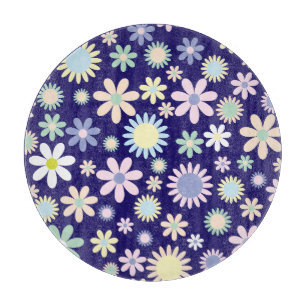 Tabla De Cortar Patrón floral de fondo azul
