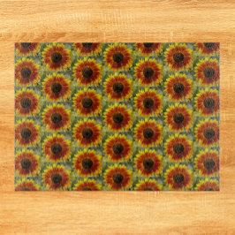 Tabla De Cortar Patrón floral de girasol amarillo y bronce