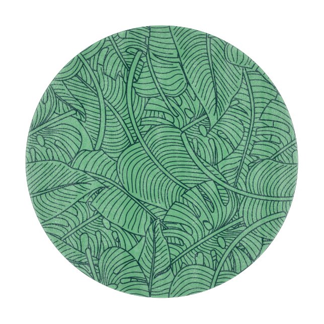Tabla De Cortar Patrón floral de hojas tropicales (Anverso)
