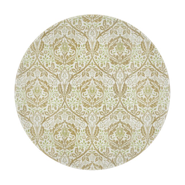 Tabla De Cortar Patrón floral de oro elegante (Anverso)
