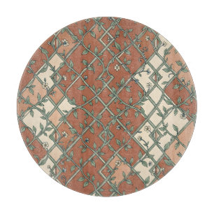 Tabla De Cortar Patrón Floral de Parra de Enrejado Vintage en Terr