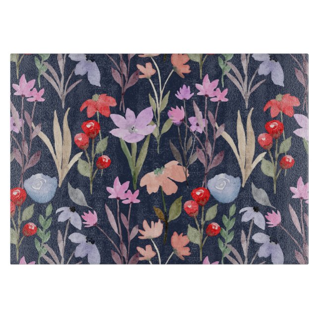 Tabla De Cortar Patrón floral de superficie de moda botánica       (Anverso)