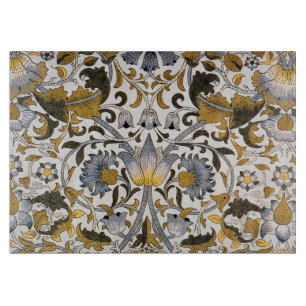 Tabla De Cortar Patrón floral de William Morris Lodden: azul dorad