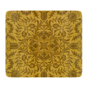 Tabla De Cortar Patrón floral dorado ornamentado con simetría