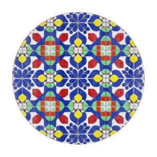 Tabla De Cortar Patrón floral geométrico inspirado en colores
