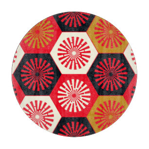 Tabla De Cortar Patrón floral hexagonal de estilo asiático