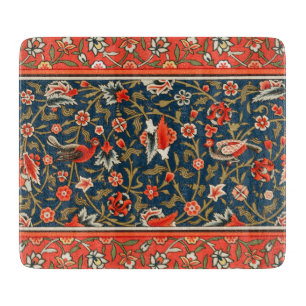 Tabla De Cortar Patrón floral indo-persa bohemio vintage rojo