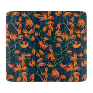 Tabla De Cortar Patrón floral naranja fluido