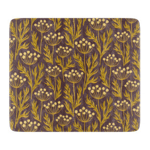 Tabla De Cortar Patrón floral natural: acentos dorados sobre lienz