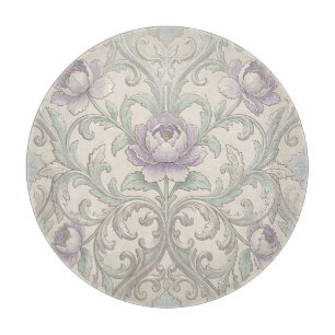 Tabla De Cortar Patrón floral ornamentado de peonía lavanda y perg