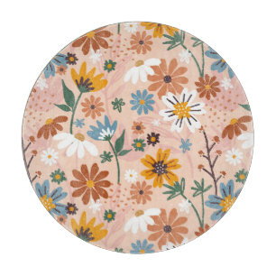 Tabla De Cortar Patrón floral pintado a mano-23136